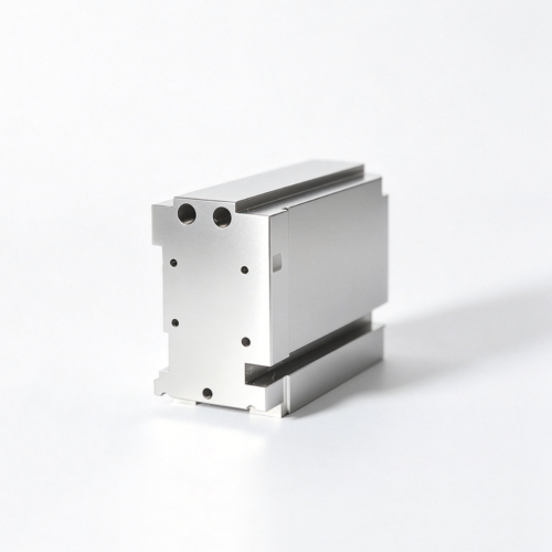 Custom Cross-Drilled Slotted Tooling Block — representative custom component view 1 Custom Cross-Drilled Slotted Tooling Block — representative custom component view 1