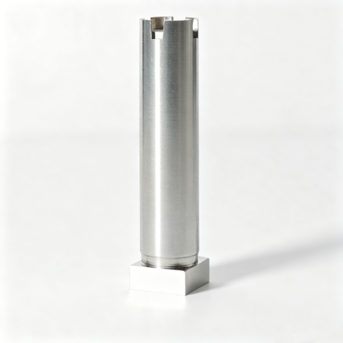 Custom Forked-Tip Cylindrical CNC Part — representative custom component view 1 CNC Parts for Vibration Test Adapters — Drawing Review