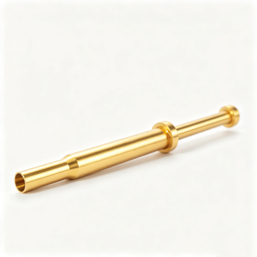 Custom Gold-Color Stepped CNC Shaft — representative custom component view 1 Custom Gold-Color Stepped CNC Shaft — representative custom component view 1