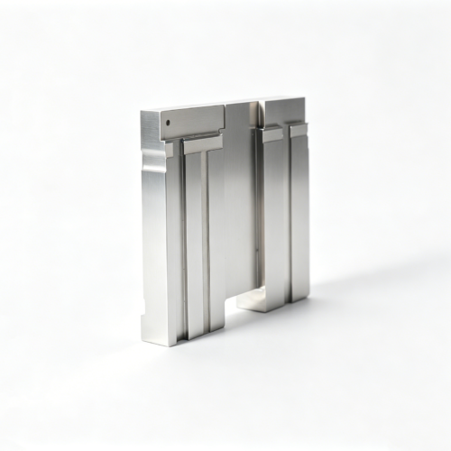 Custom Twin-Upright Mold Core Block — representative custom component view 1 Custom Twin-Upright Mold Core Block — representative custom component view 1