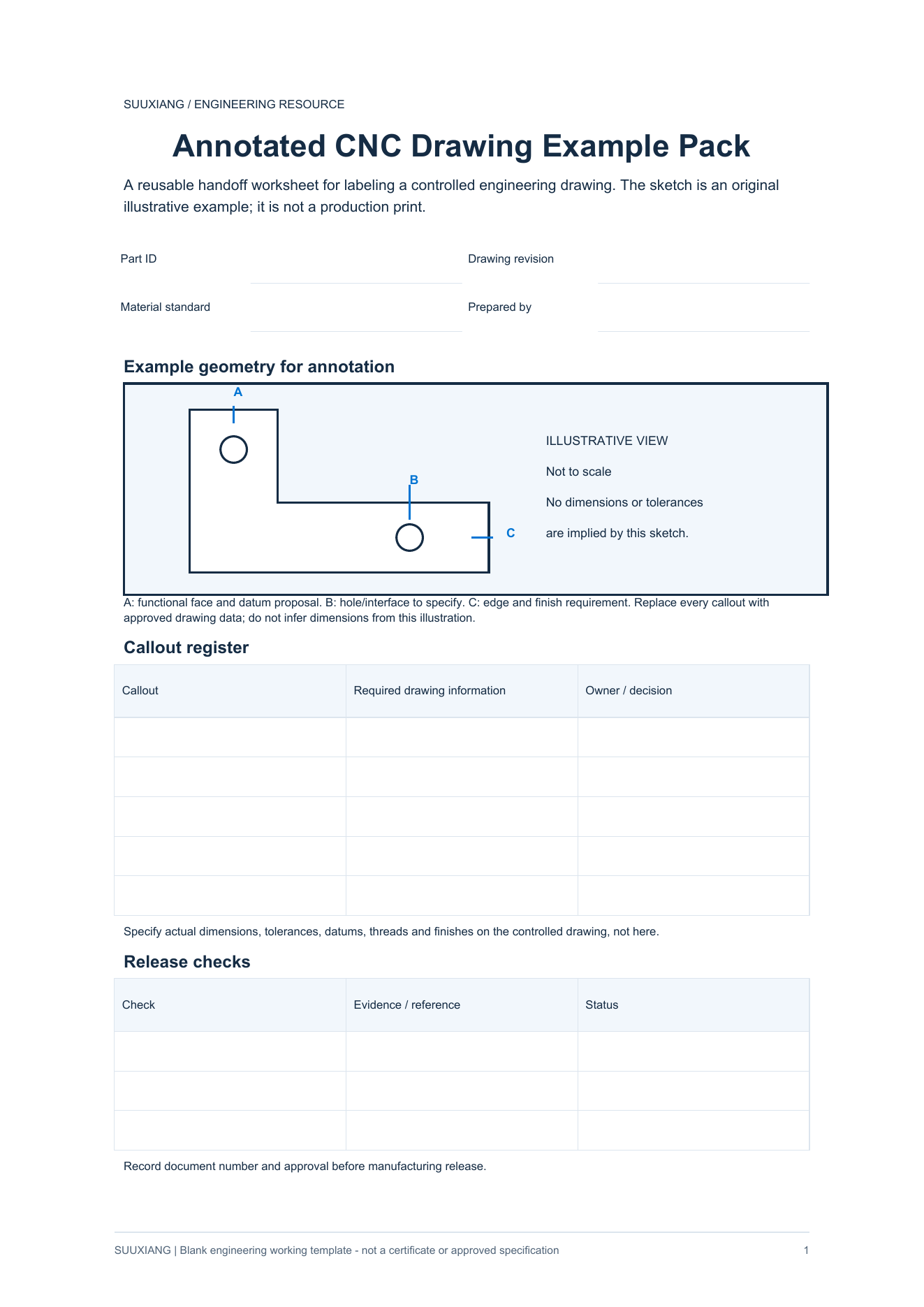 Preview of blank Annotated CNC Drawing Example Pack PDF