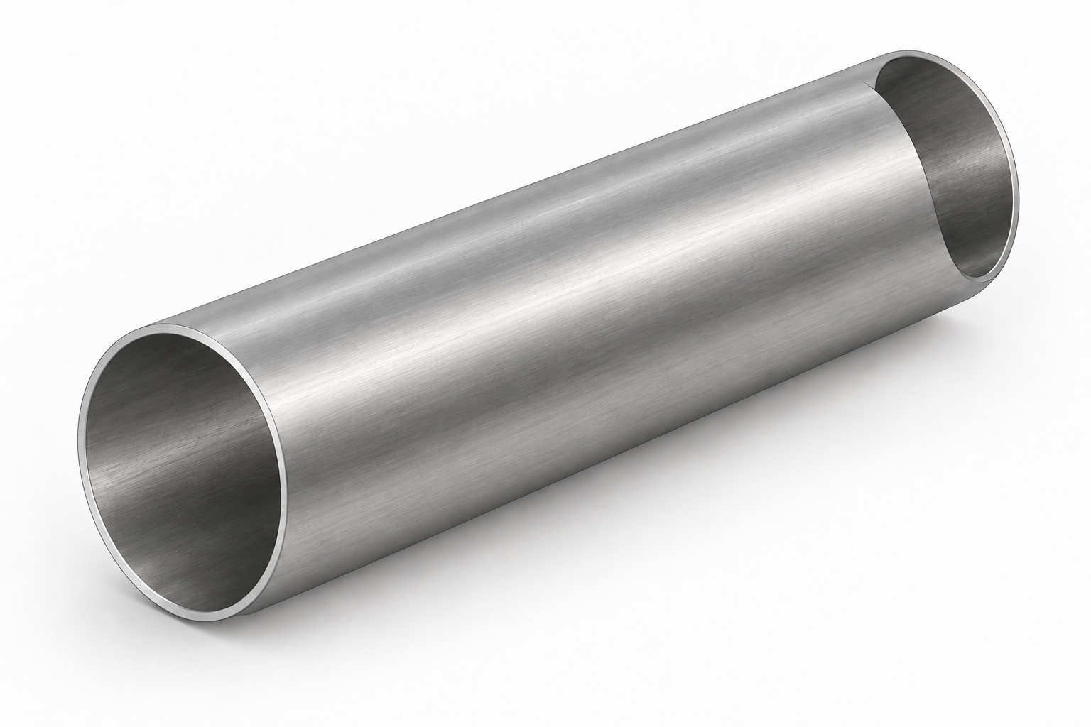 Conceptual long hollow metal sleeve with visibly thin walls at both open ends