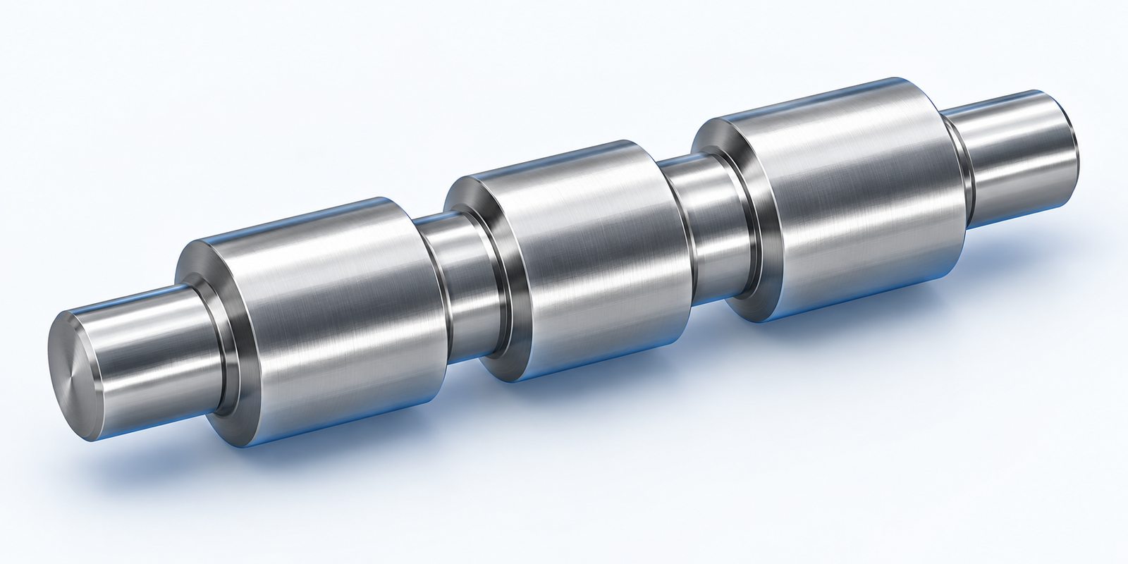 Conceptual standalone cylindrical valve spool with three wider lands separated by annular necks