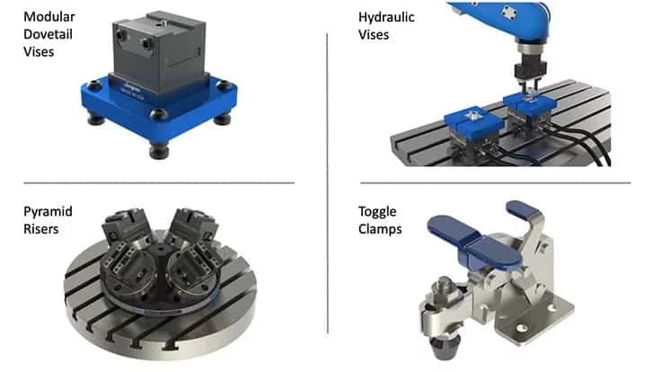 Illustrative CNC clamping and workholding arrangements for planning accessible part surfaces